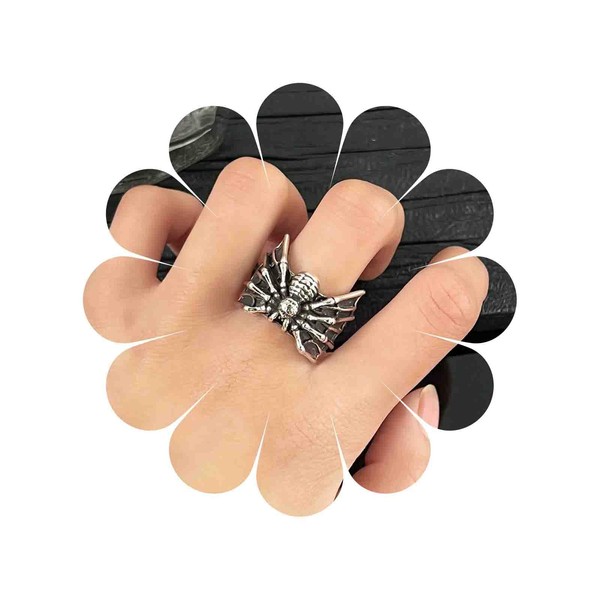 Cybche Punk Spider Ring Adjustable Open Spider Wrap Ring Gothic