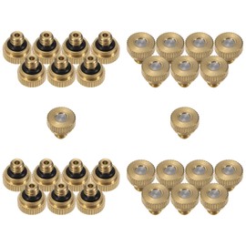 M METERXITY 30-Pack Brass Misting Nozzle, 0.004" 0.1mm Orifice 10/24 UNC O-Ring Replacement Mister Nozzles Plug Mister Heads for Garden Patio Outdoor Cooling System Low-Pressure Atomizing