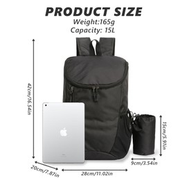 flintronic Ultralight Foldable Small Backpack, Lightweight Hiking Backpack, Unisex Daypack Outdoor, Waterproof Hiking Backpack for Camping, Hiking, Travel, Sports, Climbing, Cycling (Black), 15 L,