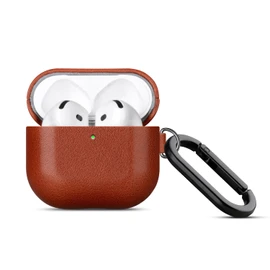 Lopie Leather Case for AirPods 4 and AirPods 4 with Active Noise Cancellation, Handmade Full Grain Leather Case with Carabiner, Protective Hard Shell Cover for Gen 4 AirPods 2024 - Black