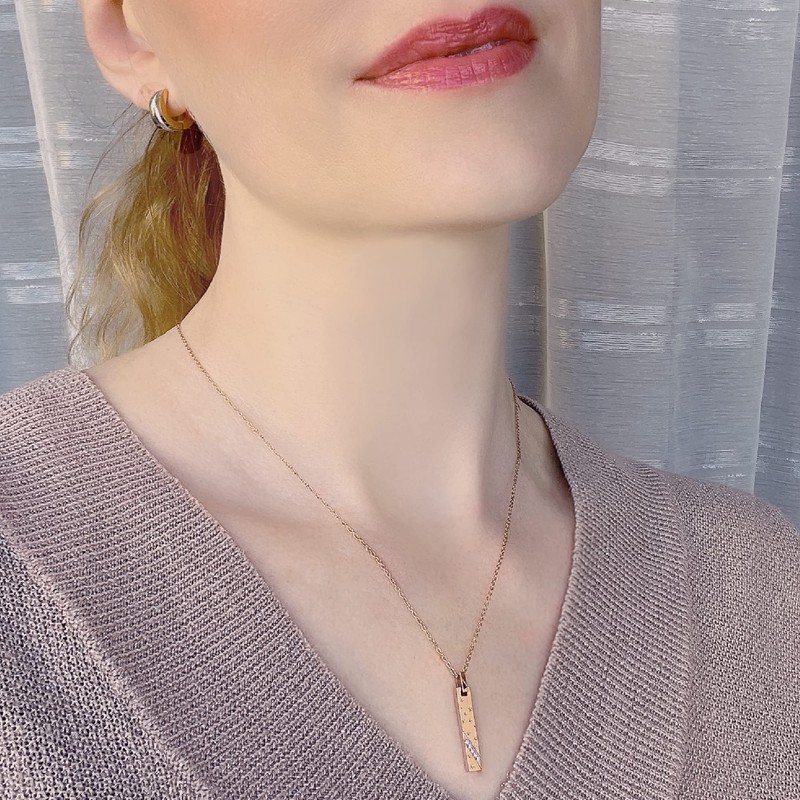 TRUELEMENTS TEST-0047 Stick Plate Star Necklace, Star Pendant, Top, Zirconia,