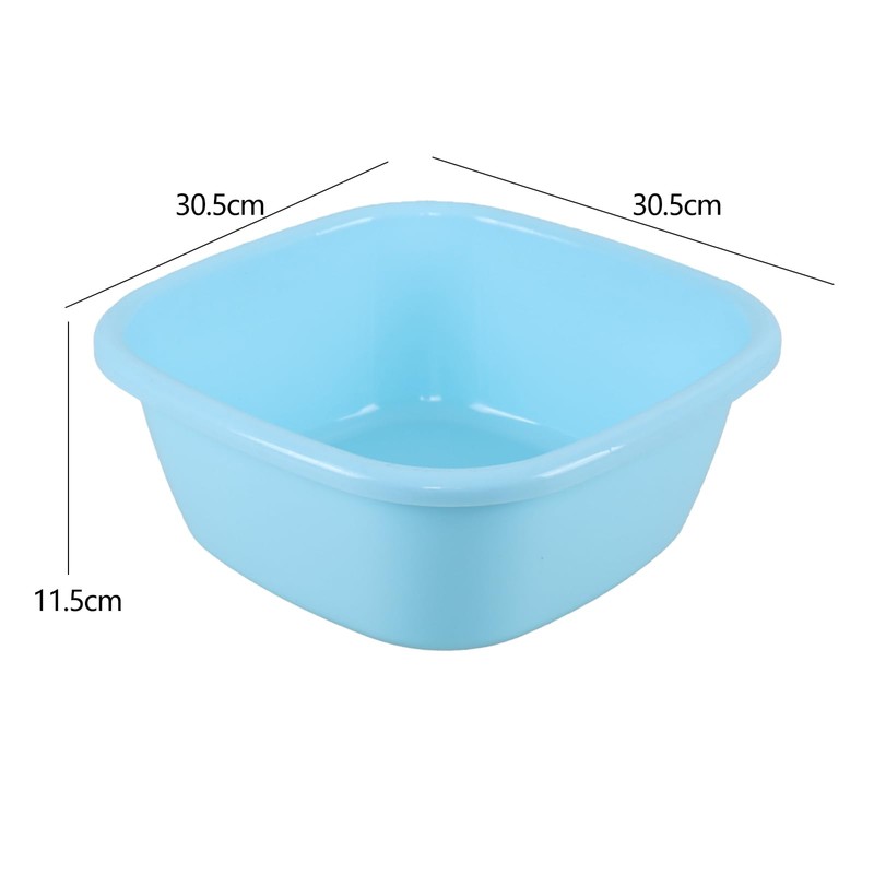 Ponpong 30.5cm Square Plastic Washing Up Bowls, Coloured Small Square