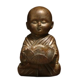 Little Monk Statue Candlestick Holder Vintage Exquisite Decorative Buddha Statue Candle Holder for Home Desktop Office Outdoor Bronze