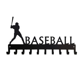 Baseball Batter Sports Medal Hanger Display - 14.5 inches with 10 Hooks - Made in The USA