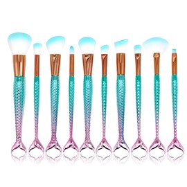 10pcs Mermaid Makeup Brush Set Women Cosmetic Brush Set Eyebrow Powder Foundation Eyeliner