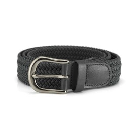 Streeze 30mm Stretch Belt - Braided Elastic Webbed Belt with Silver Metal Buckle (2XL, Dark Grey)