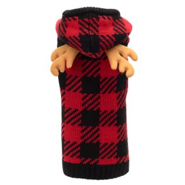 The Worthy Dog Buffalo Moose Hoodie Keep Pets Warm & Cozy in Chilly Weather, Pullover Sleeveless Design for Easy Wear & Dressing, High-Cut Stay Dry Belly, Acrylic Double Knit Sweater.