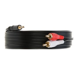 3.5mm Male Audio to 2 RCA Stereo Cable 6ft, 10ft, 12ft, 15ft, 25FT (25FT)