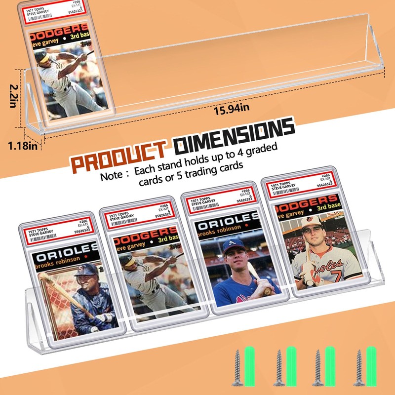 4 Pcs Sports Baseball Card Display Shelf Wall Mount, Each