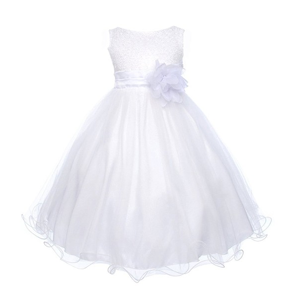 Sequin & Tulle Special Occasion Holiday Dress - White Baby
