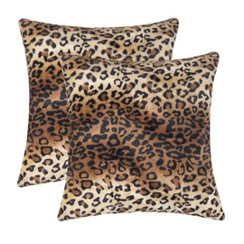 CARRIE HOME Soft Plush Leopard Print Faux Fur Decorative Throw Pillow Covers for Home Couch Sofa (Set of 2, 20x20 inch)