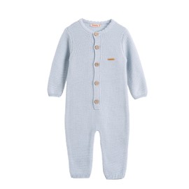 Minora Gestrickter Unisex Strampler für Baby Jungen und Mädchen, Overall für Neugeborene im Winter, 9-12 Monate, Blau