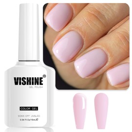 Vishine Neutral Gel Nail Polish 16ml Pastel Pink Jelly Gel Polish Nude Color Translucent Nail Gel Soak Off UV LED Nail Lamp Jelly Sheer Gel Polish Nail Art Gel 0.54Oz E024
