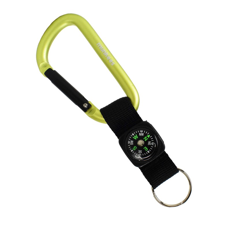 AceCamp Munkees 8mm Carabiner with Compass Strap, Small Pocket-Sized Waterproof