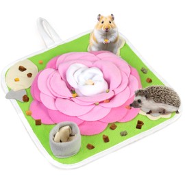 Oerphh Snuffle Mat Rabbit Toys, Guinea Pig Interactive Feeding Mats Rabbit Foraging Puzzle Toys, Guinea Pig Foraging for Bunny Small Animals Stress Relief (Pink)