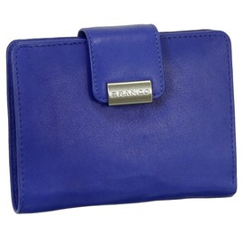 Luxury Leather Ladies Purse Wallet XXL Wallet with Press Stud Closure 10 cm Different Colours, blue