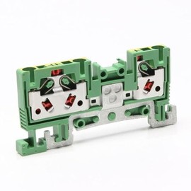Toyo Giken VTZ Series Rail Type Terminal Block 1:2 Wire Green VTZ-2.5/3-PE