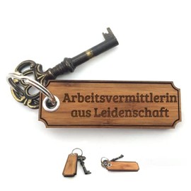Mr. & Mrs. Panda Schlüsselanhänger Arbeitsvermittlerin - Geschenk, Abschluss, Schlüsselanhänger aus Holz, Schlüsselanhänger Holz, Schlüsselbund,
