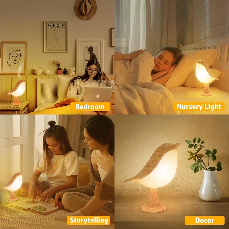 Deogos 2 Cute Bird Table Lamps Combo,Rechargeable Cordless Lamp with