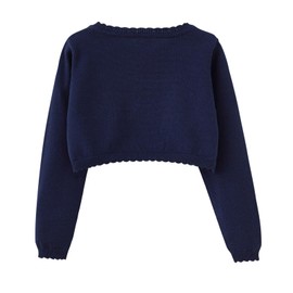 Miipat Girls' Cardigan One Button Baby Girl Bolero Jacket Kids Long Sleeve Shoulder Jacket Knitted Clothing, darkblue