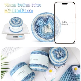 Katech Katech Ombr Yarn for Crocheting-Gradient Cake Yarn-4x100g 60% Cotton 30% Acrylic 10% Wool-Ombr Yarn-Multicolor Soft Rainbow Cotton Crochet Yarn for Scarves, Shawls, Blankets and Garments(G)