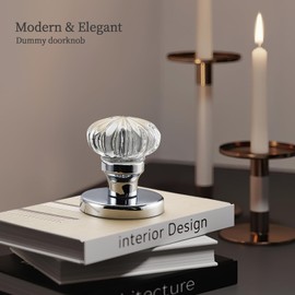 dairazan Dummy Glass Door Knob Polished Chrome Silver Rosette for Wardrobe Closet Drawer Modern Crystal Door Handle