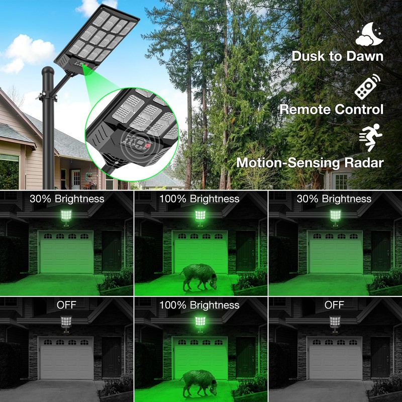 Hog Light for Night Hunting,22000LM Powered Feeder Light(Green) Solar Lights