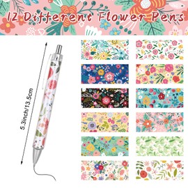 Maritown 12pcs Cute Flower Pens for Women Girls Fancy Pen Floral Pens Pretty Writing Ballpoints Pens Black Ink Pen for School Office Supplies Writing Journaling Classroom Gifts (Flowers, 12)