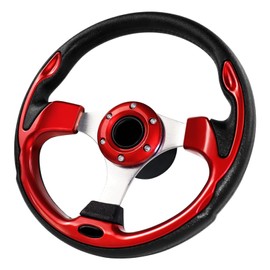 QYMOPAY 12.5 Inch Boat Steering Wheel With 3/4" Axle Marine Adapter, Anti-Slip for Boats, Yachts, Pontoon Boats, Red