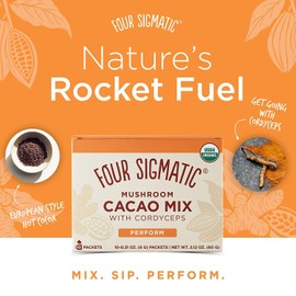 Four Sigmatic Boost Mushroom Cacao | Organic Instant Cacao with Cordyceps & Ginger | Supports Stamina & Energy | Drink it or Bake with it | 10 Packets