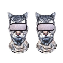 3D Cat Ski Mask 2 Pack Balaclava Shiesty Mask with Ears for Festivals, Ski & Outdoor Activities (US, Alpha, One Size, White)