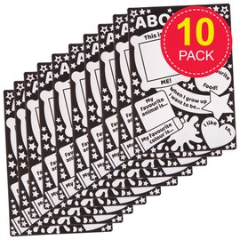 Baker Ross FN116 About Me Poster Class Pack - Pack of 10, School Supplies Teaching Resources and Learning Aids for Classrooms