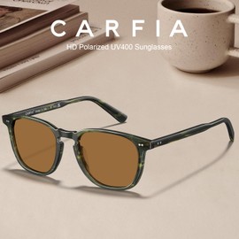 CARFIA Retro Polarized Sunglasses for Men UV Protection Hand-Crafted Acetate Frame Driving Glasses CA5285-L