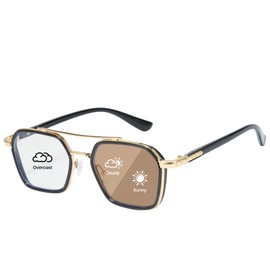 [Cyxus] 調光サングラス ブルーライトカットも 紫外線対策 UVカット ティアドロップフレーム 運転 釣り用 旅行 お洒落 8260 (ブラウン)