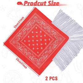 PLATEYTR 2 Piece Magician Cowboy Paisley Scarf Vintage Scarf Costume Accessory Dress Up Party Costume Dress Up Scarf (Red)