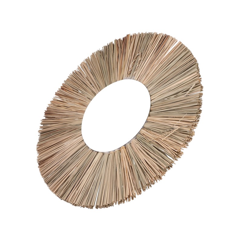 Wall Mirror Make Up Tapestry Decorative Grass Woven Round Hanging
