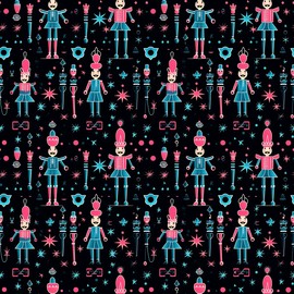 Blue and Pink Neon Nutcracker Theme Thick Wrapping Paper, Xmas Holiday Present Gift Wrap for Her, Christmas Ballet Decor (6 foot x 30 inch roll)