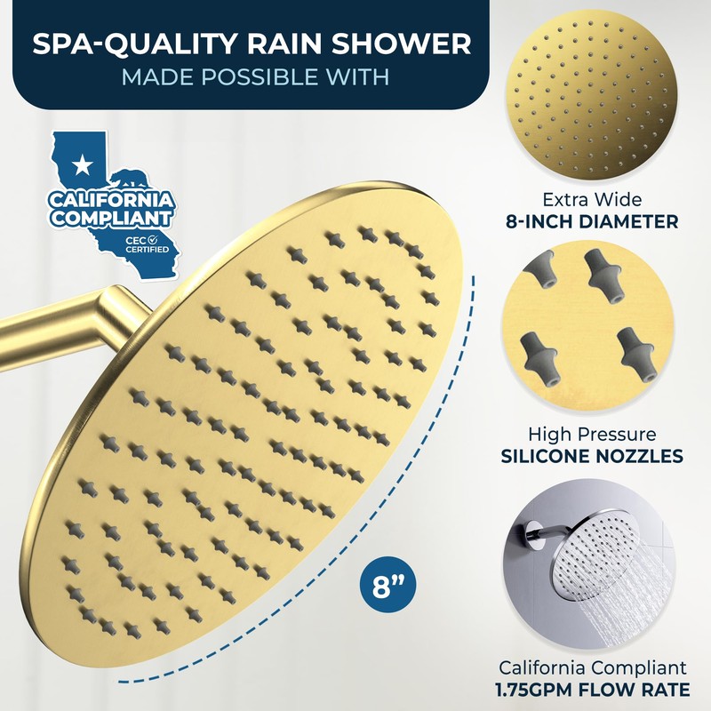 HammerHead Showers All Metal Round 8 Inch Rainfall Shower Head,