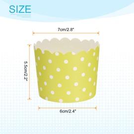sourcing map 50Pcs Paper Baking Cups 6oz Greaseproof Disposable Bulk Cupcake Muffins Liners Cases Wrappers for Wedding Birthday Graduation, Dot Dark Yellow