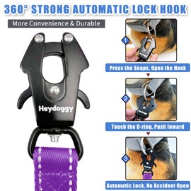 Strong Heavy Duty Dog Leash - 6ft Reflective Nylon Training Leash with Soft Padded Double Handle & Auto Lock Frog Clip, Safety Traffic Control for Large Medium Small Dogs No Pull Walking Purple,6ft