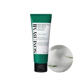 SOME BY MI AHA BHA PHA 30 Days Miracle Acne Clear Foam – 3.38 oz, 100 ml – Jabón facial coreano para acné para una piel suave y clara – Limpiador de ácido salicílico para exfoliación y control del
