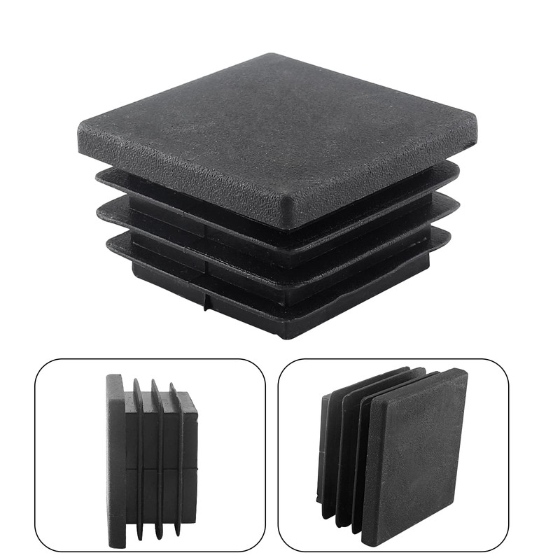 LDEXIN 12Pcs 1-1/8 Inch (30mm) Square Plastic Plugs Black Tubing
