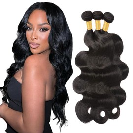 Creuost Human Hair Wig Body Wave Human Hair Bundles Extension 150% Density No Tangle No Smell Brazilian Remy Hair Natural Human Hair Bundles 18 20 22 Inches