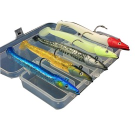 FOLANDO 5pcs Fishing Soft Lures kit, Fishing Weights Jig Heads Hooks Fishing Lures Fishing Baits Plastic Baits Kit for Fishing Trout Redfish Saltwater/Freshwater 12cm22g