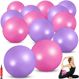 Sotiff 20 Pcs 9 Inch Exercise Pilates Ball Yoga Therapy Ball Pink Purple for Yoga Stability Barre Training Stretching Physical Posture Training Gym