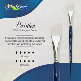 Silver Brush Limited 1906S-5/8 Bristlon Angle Paintbrush for Oil, Acrylic, and Heavy Body Paints, Size 5/8 Inch, Short Handle