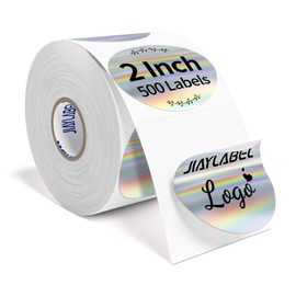 Circle Dot Stickers 2 Inch Holographic Silver Color Thermal Labels for Printer Vinyl Waterproof Round Adhesive Sticky Paper Labels for Kids Classroom Price Tags Custom Business Logo, 500Pcs/Roll
