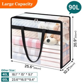 TasticTotes 8 Pack Clear Storage Bags for Comforter, Clothes & Bedding, Plastic Blanket Storage with Zipper and Handle, Moving Bags, Closet Organizer and Under-Bed Storage (90L)