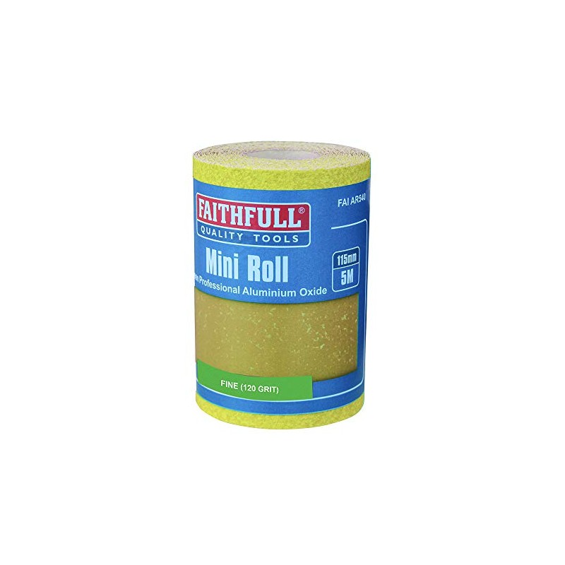 Faithfull FAIAR5120Y 5M Fine (120 Grit) Sandpaper Roll Yellow (Std)