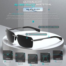 ATTCL Men's Polarized Sunglasses, UV400 Protection, Square Metal Shades for Street, Beach, Vacation 8804 Grey grey